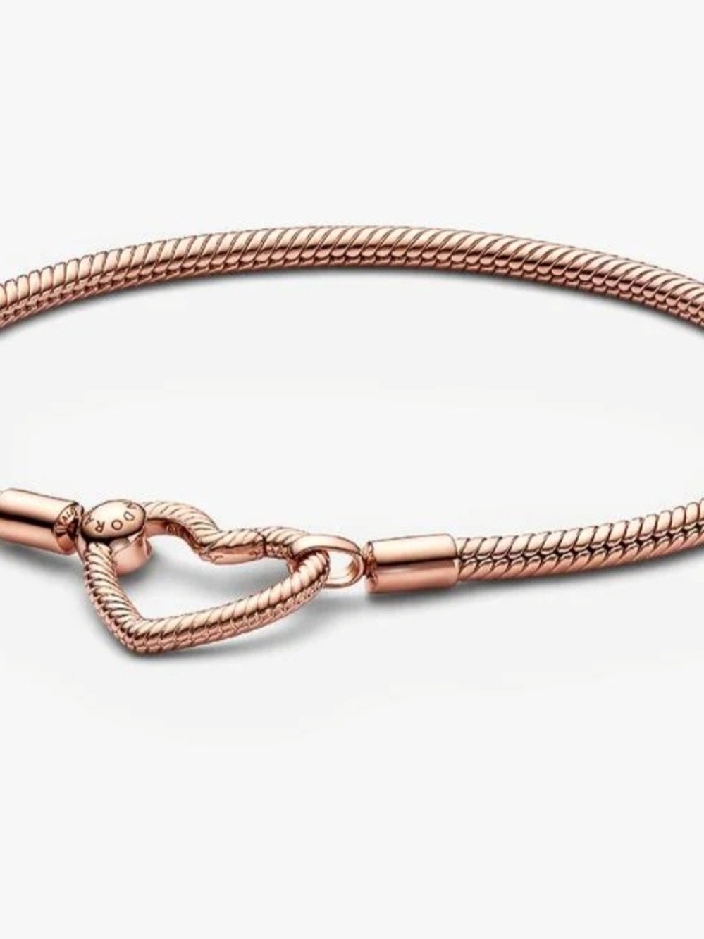 Pandora Rose Gold Heart Clasp Snake Bracelet